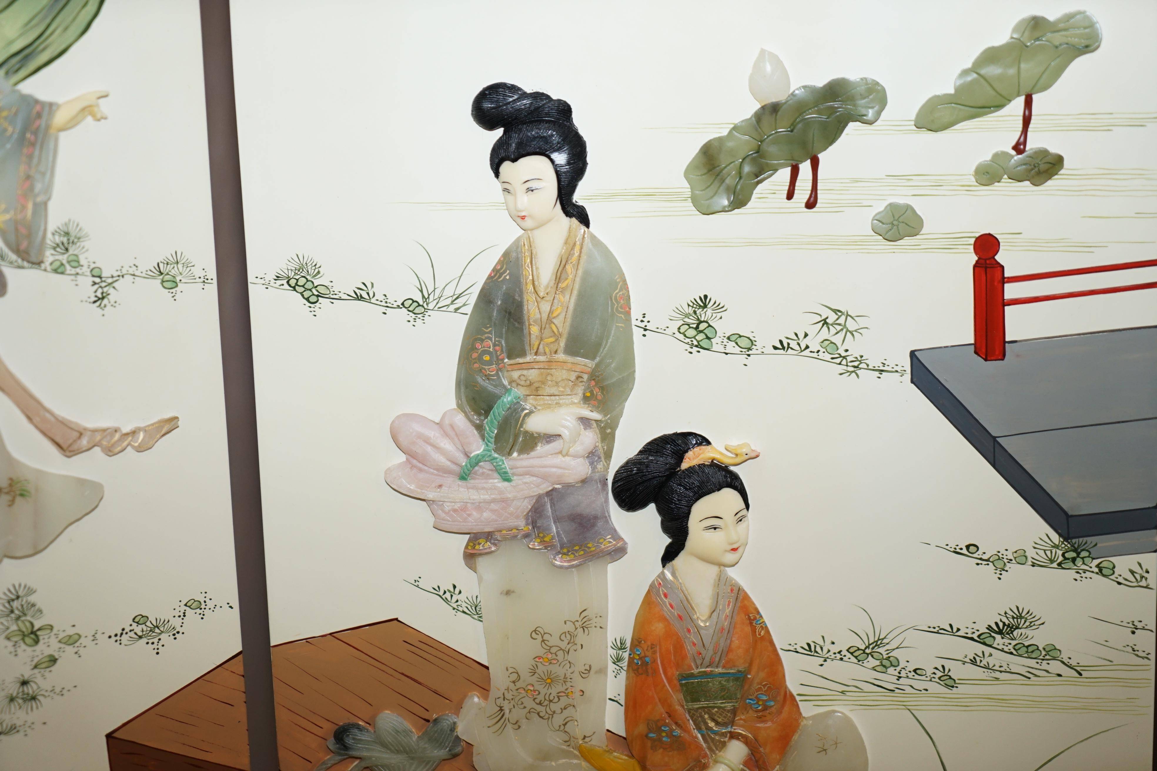 Vintage folding screen in hard stone