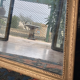Old rectangular golden mirror baguette with beaded row
