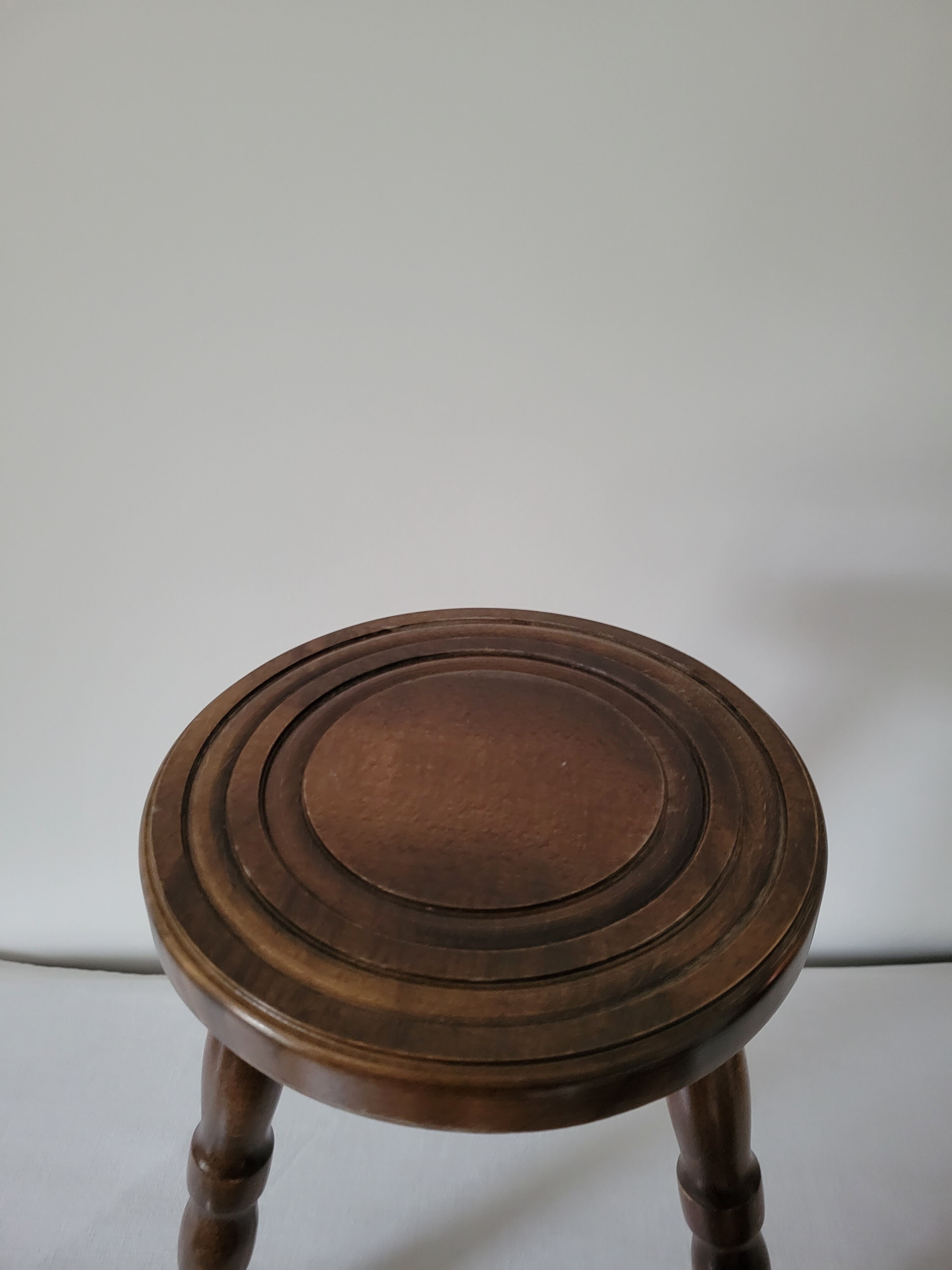 Brutalist stool in turned wood