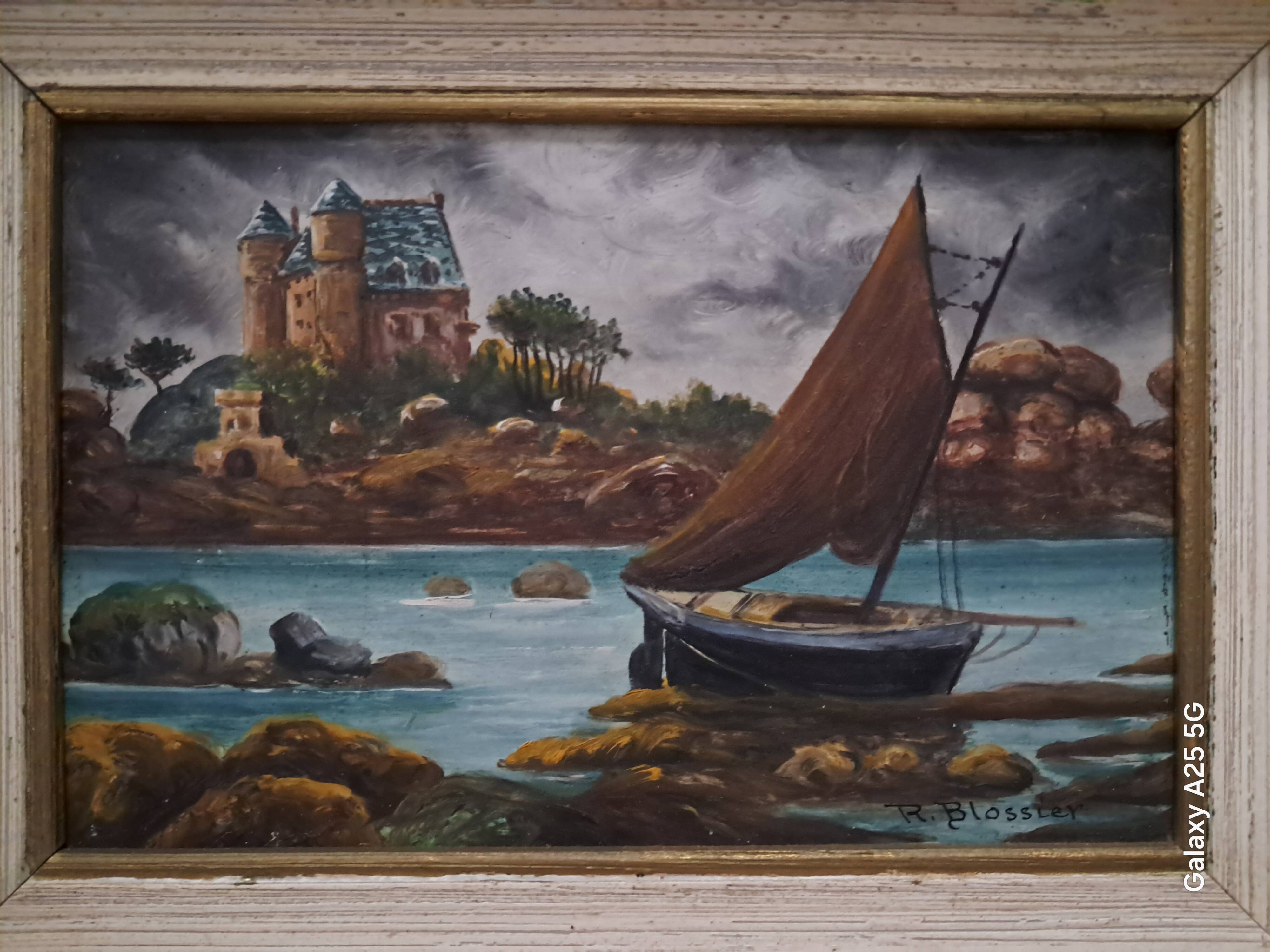 Oil painting by Raymond Blossier, landscape of Brittany.