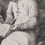 Engraving XIXth "Reading lesson in Orenburg & Country Ugsters"