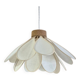 Flower suspension, Iris model, 16 petals in rattan and white linen
