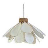 Flower suspension, Iris model, 16 petals in rattan and white linen