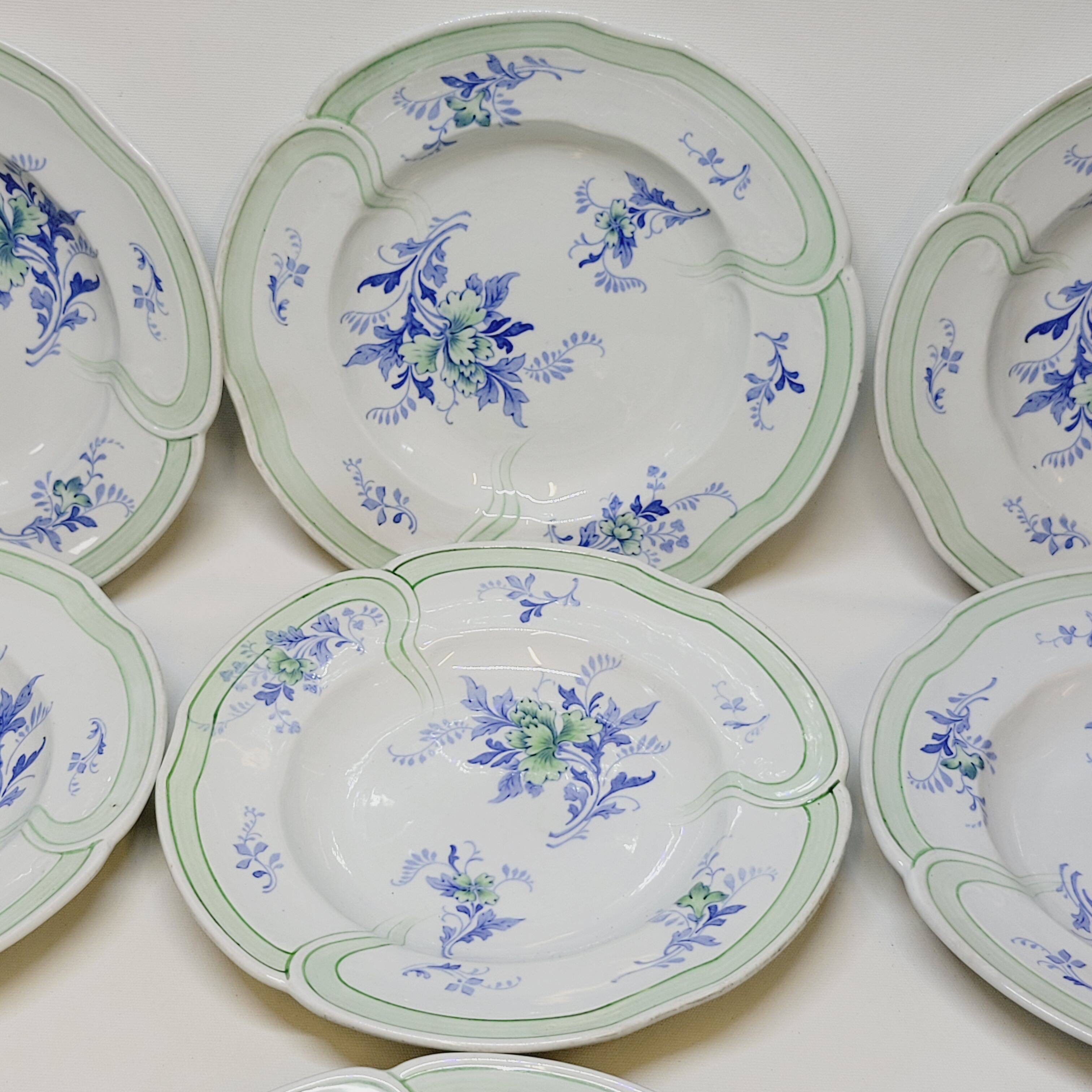 9 Antique KG Lunéville Plates, Regence Model