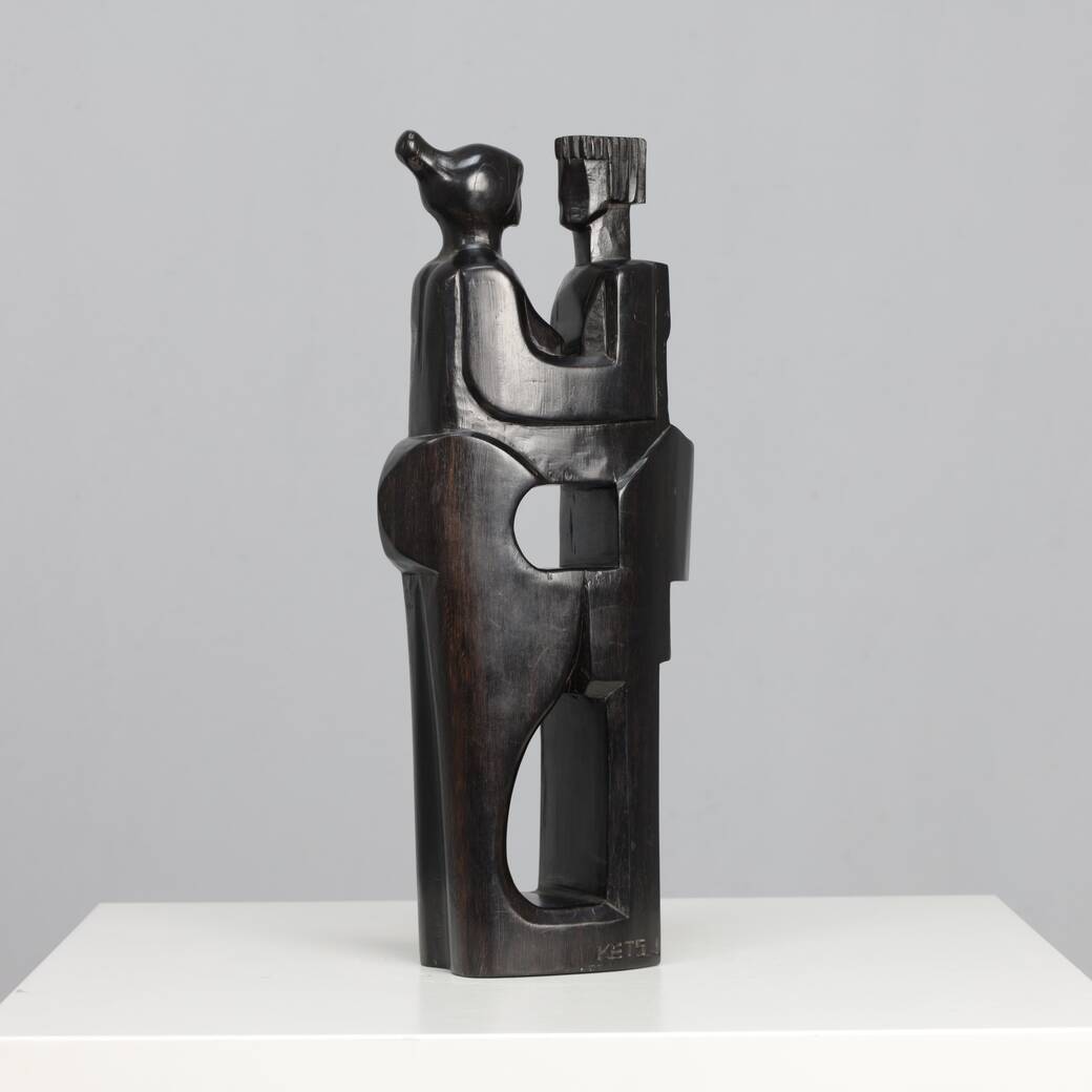 “Together” – Hand-carved wooden sculpture by Jozef Kets, Belgium, 1971
