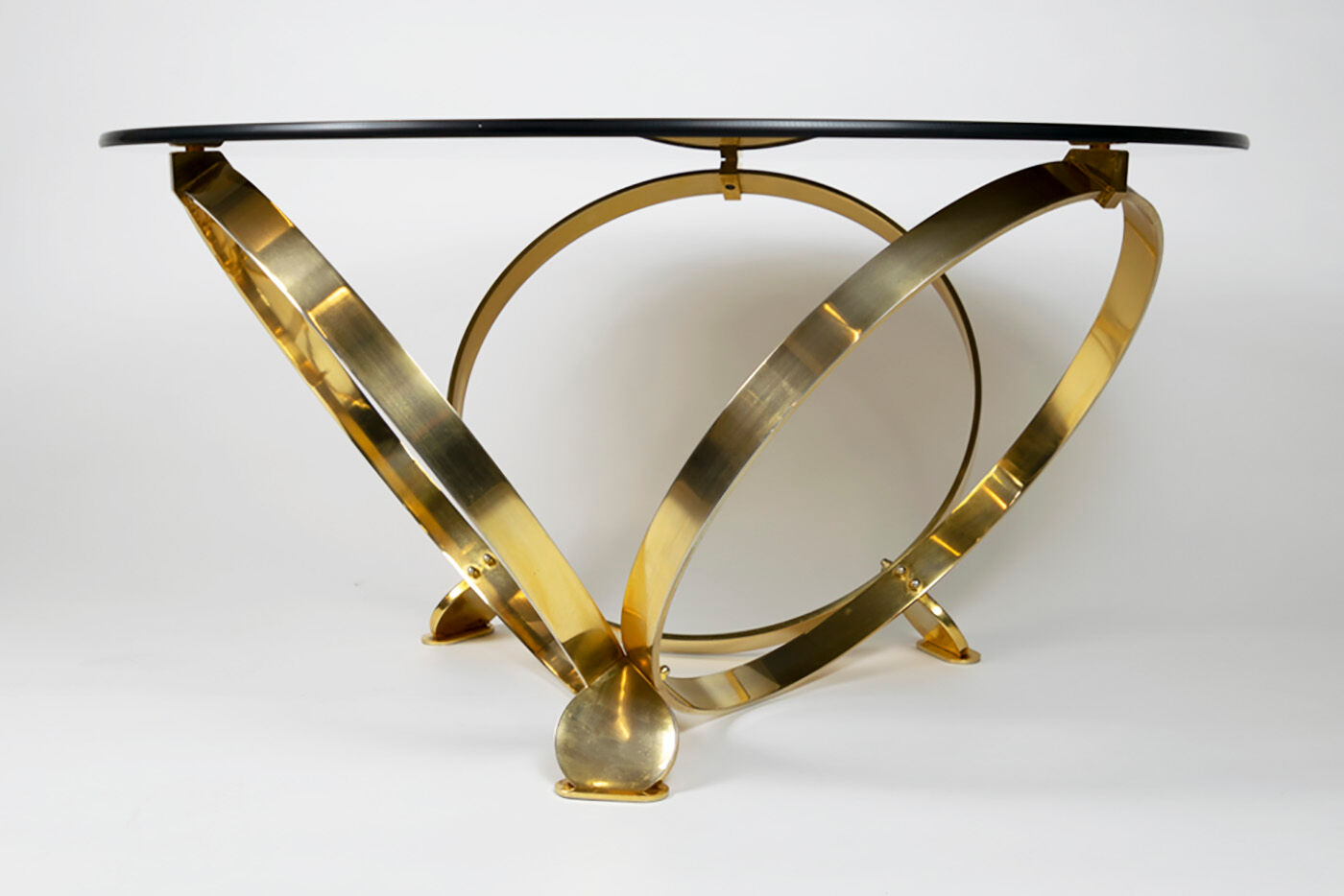 Ronald Schmitt diamond designer glass coffee table brass par Knut Hesterberg