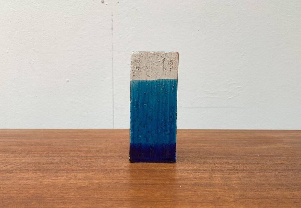 Mid-century Italian blue and white minimalist vase by Bitossi, 1960s.