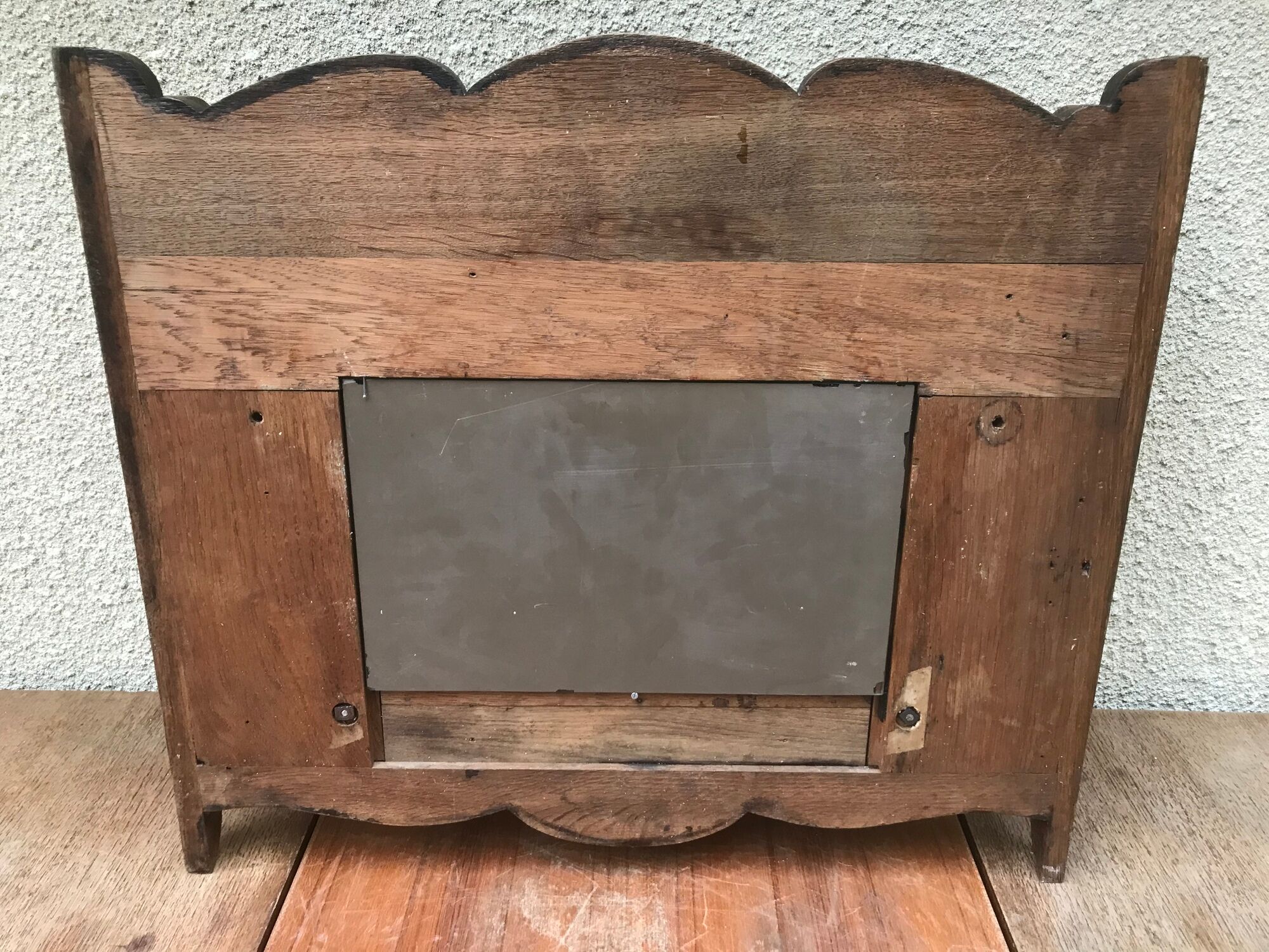 Entrance Wall Coat Door - 4 Forged Iron Patères - Mirror - Vintage Shelf