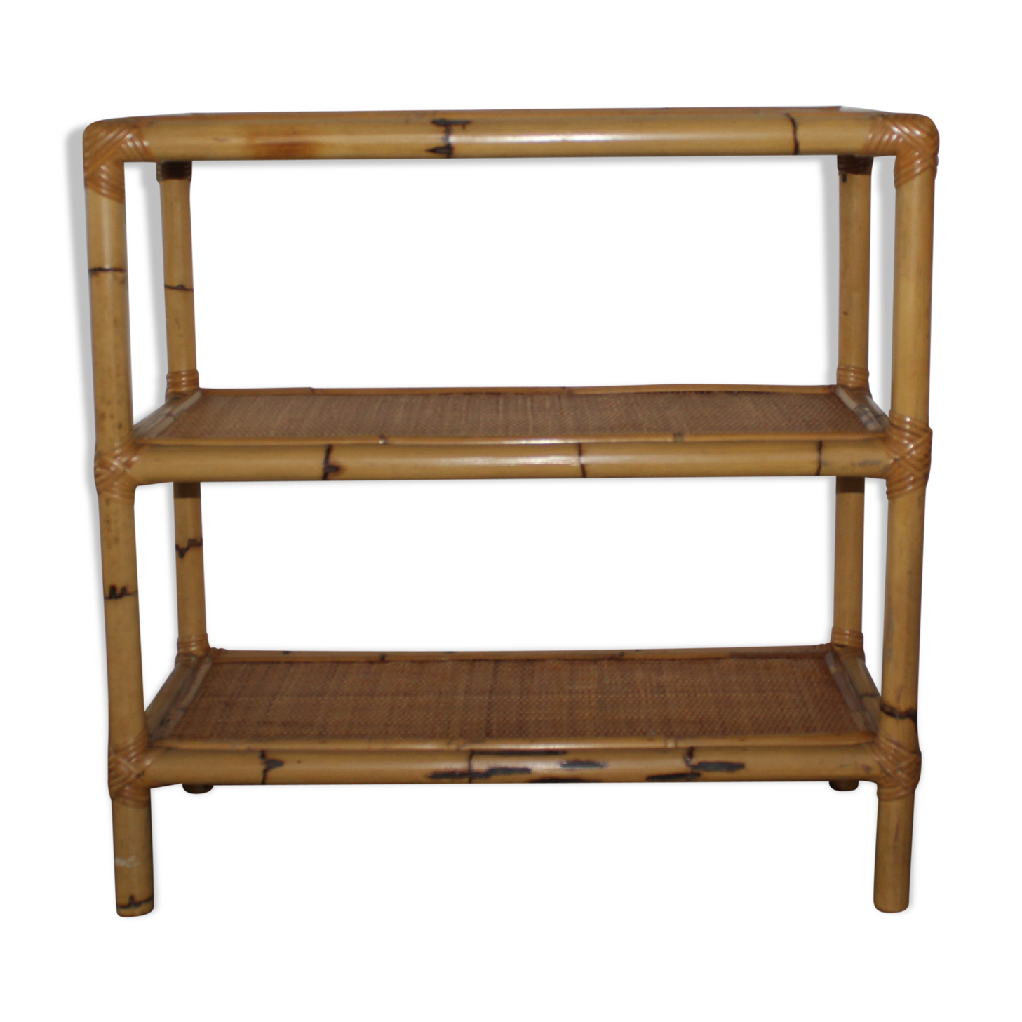 Rectangular rattan and bamboo shelf