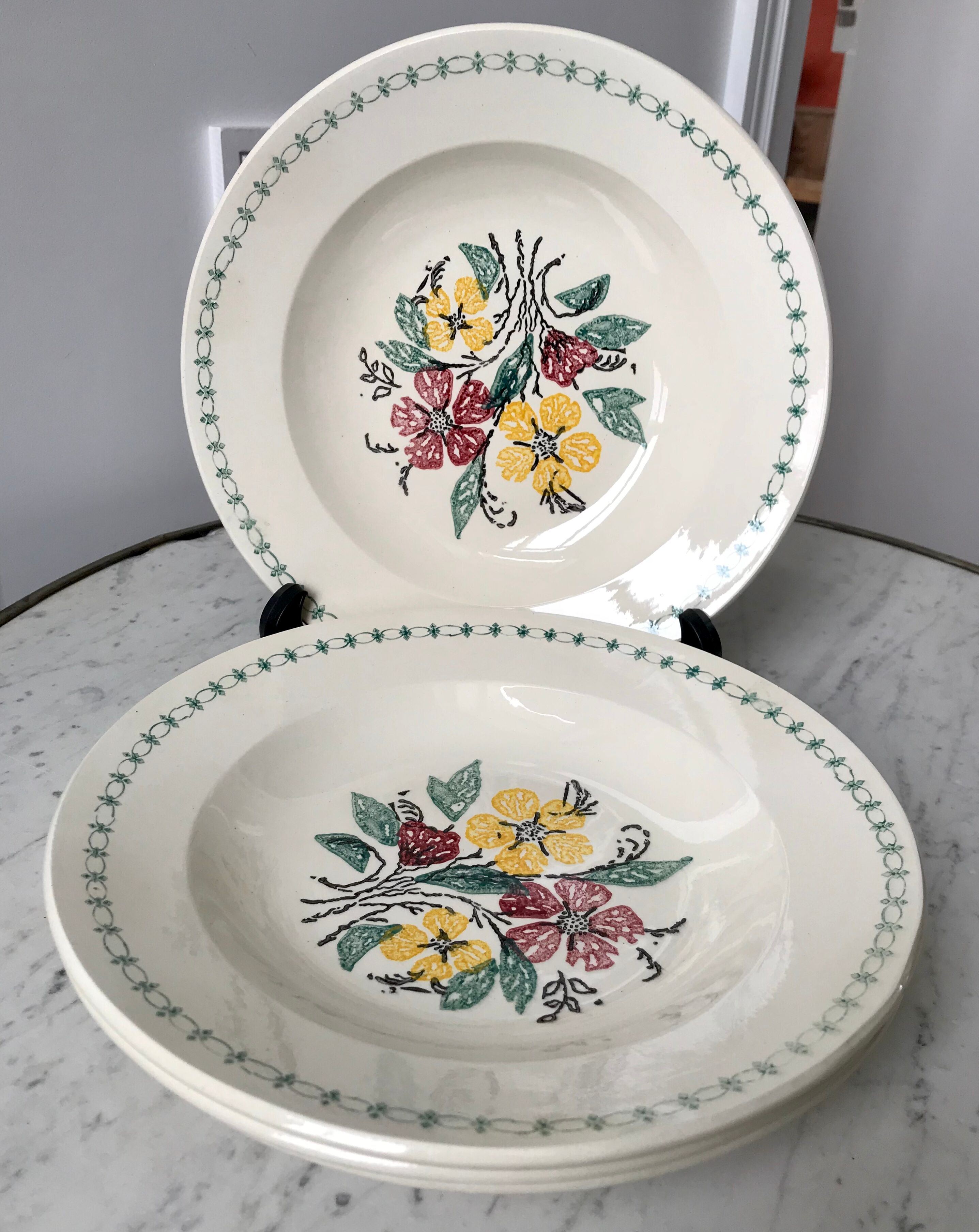 Set of 4 hollow plates Digoin Sarreguemines