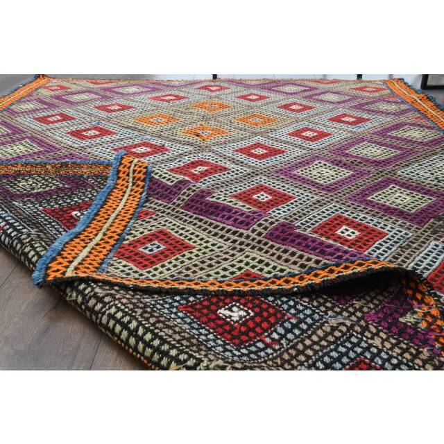 Vintage Turkish Oushak Handmade Wool Cotton Purple Area Rug 165x244