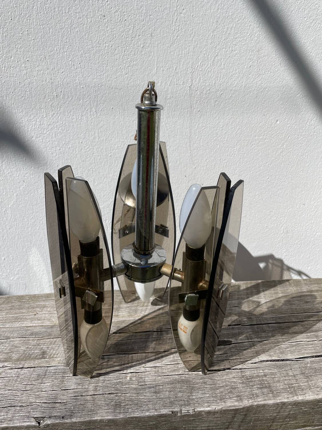 Italian smoked glass chandelier 1970 Veca