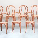 Bent beech wood chairs with straw seats, no. 34 total, 1990-2000