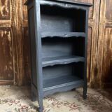Antique mini oak bookcase – small 19th-century library with slate patina, a lovely rarity.