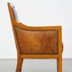Sheep leather Art Deco design armchair combined with wood