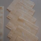 Antique tablecloth and 6 hand-embroidered linen towels