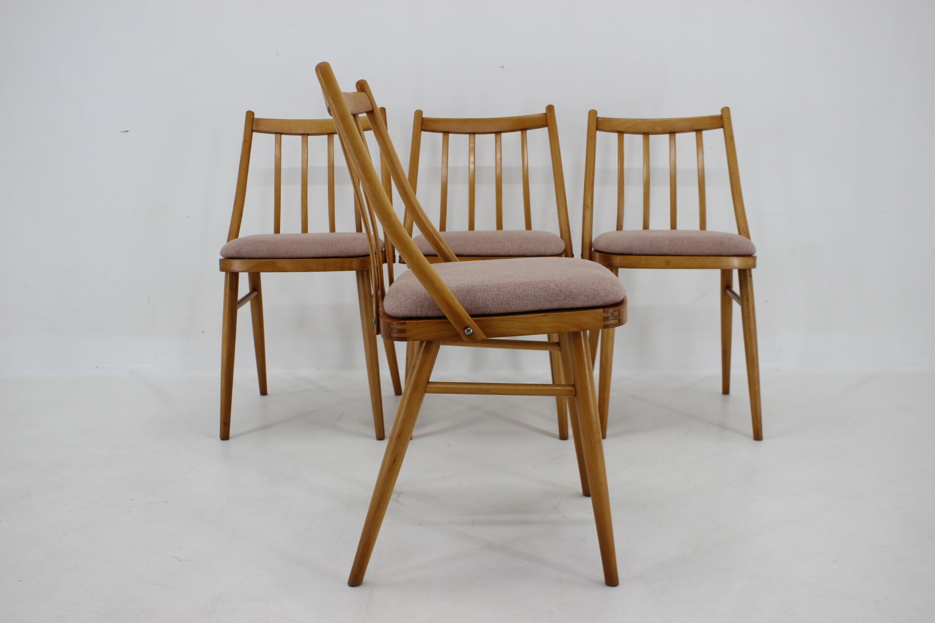1970s Antonin Suman Beech Dining Chairs, Set of 4