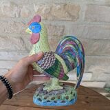 Polychrome decorative rooster in Paris Porcelain statue H30cm