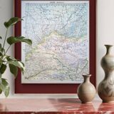 Mongolie, Asie. Planche géographique imprimée en 1900.