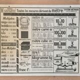 Educational table metric system Armand Colin vintage 60s