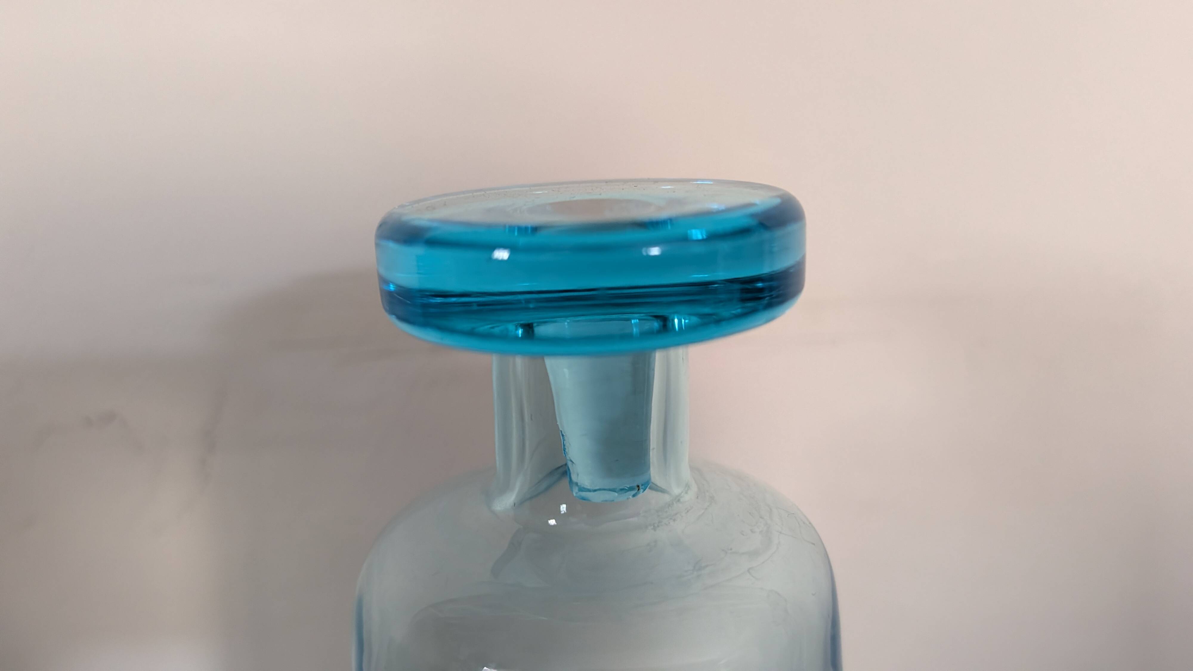 Smoky blue glass liqueur set from the 70s.