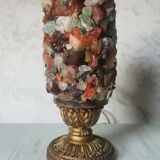 Table lamp gilded wood and stones