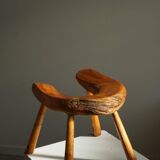 Wabi Sabi stool in solid pine, handmade by a Swedish carpenter, 1950s.