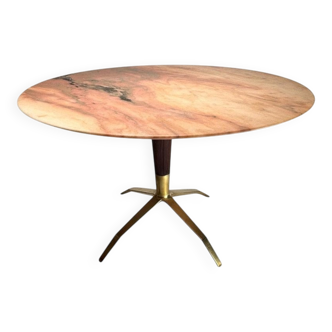 Mid-Century Round Table with Marble Top from Melchiorre Bega, 1950s