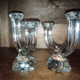 Pair of crystal candlesticks from Vannes.