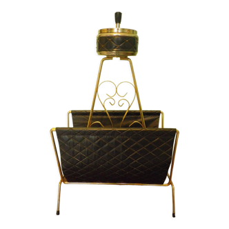 Free-standing ashtray with magazine holder