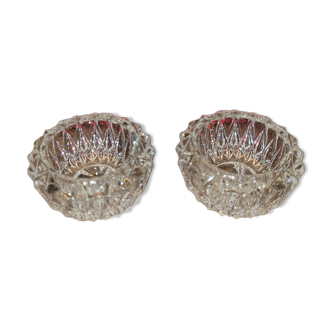 Pair of crystal glass table salt shakers - Circa 1950