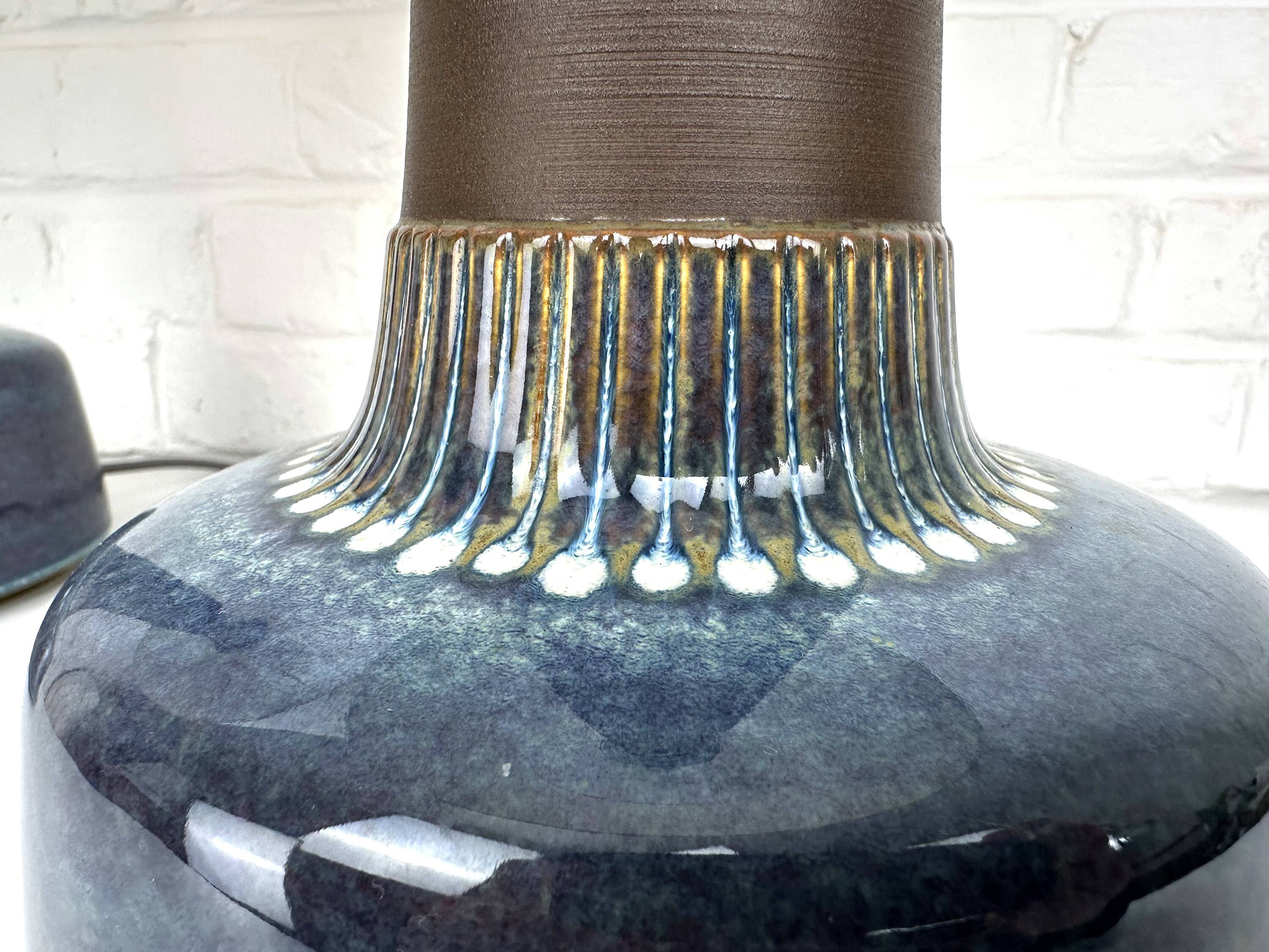Pair of large blue table lamps Søholm Einar Johansen Denmark 1960s