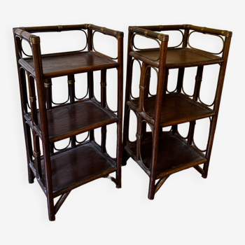 Set 2 rattan side tables / bedside tables year 50