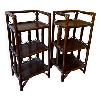 Set 2 rattan side tables / bedside tables year 50