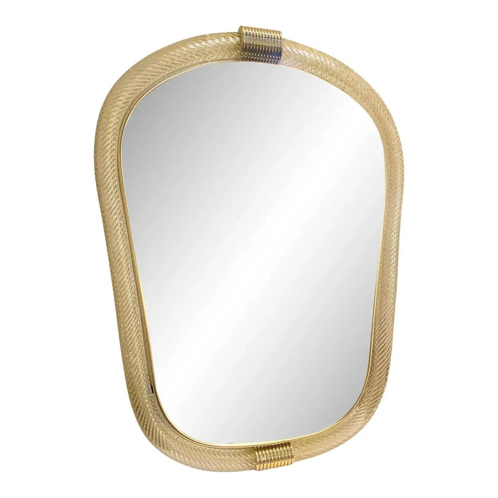 Venetian Style Murano Glass Mirror with Twisted Torciglione Frame