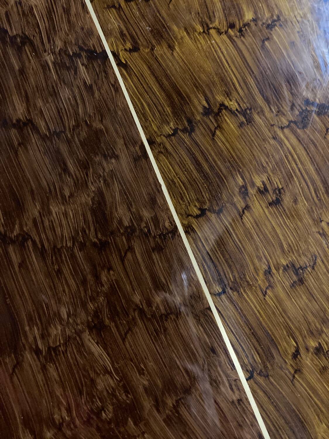 Rectangular art deco wood and glass tray