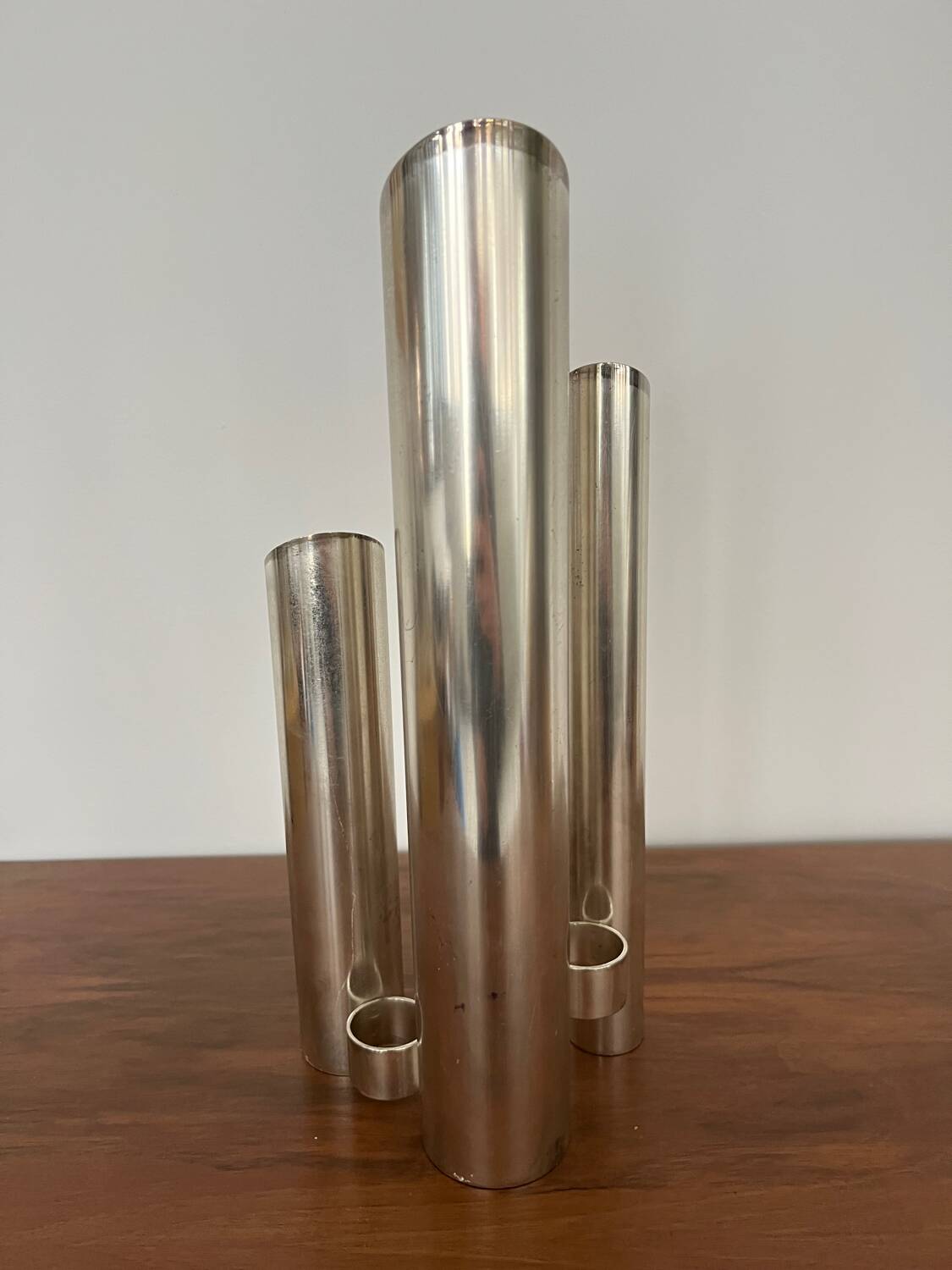 Triple vase "Organ" metal Space Age