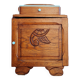 Art Deco bedside table in solid wood - blue top