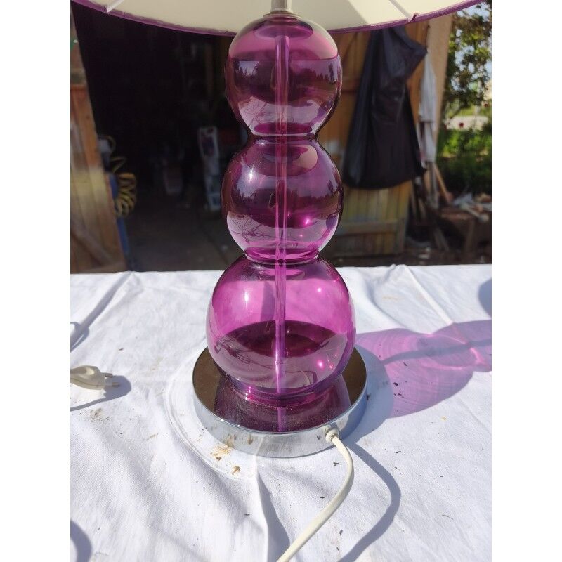 Lampe vintage en chrome et verre de couleur