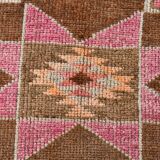 3x10 Pink & Brown Stars Pattern Vintage Runner Rug, 94x320Cm