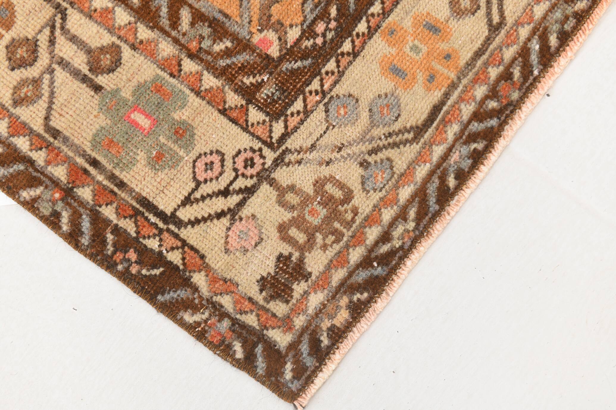 3x11 Red & Beige Oriental Vintage Runner Rug, 107x336Cm