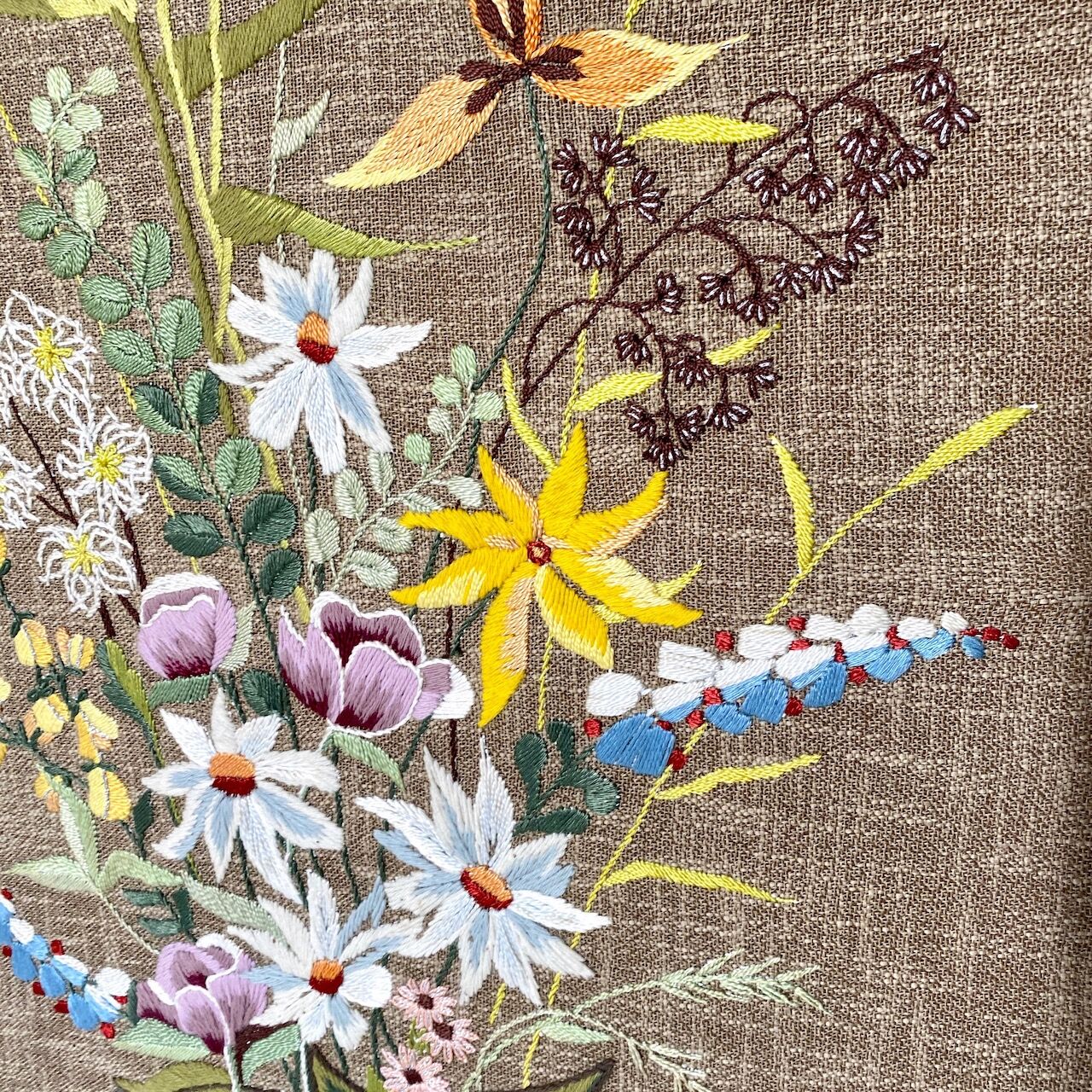 MCM needlepoint wall art - wild flower bouquet