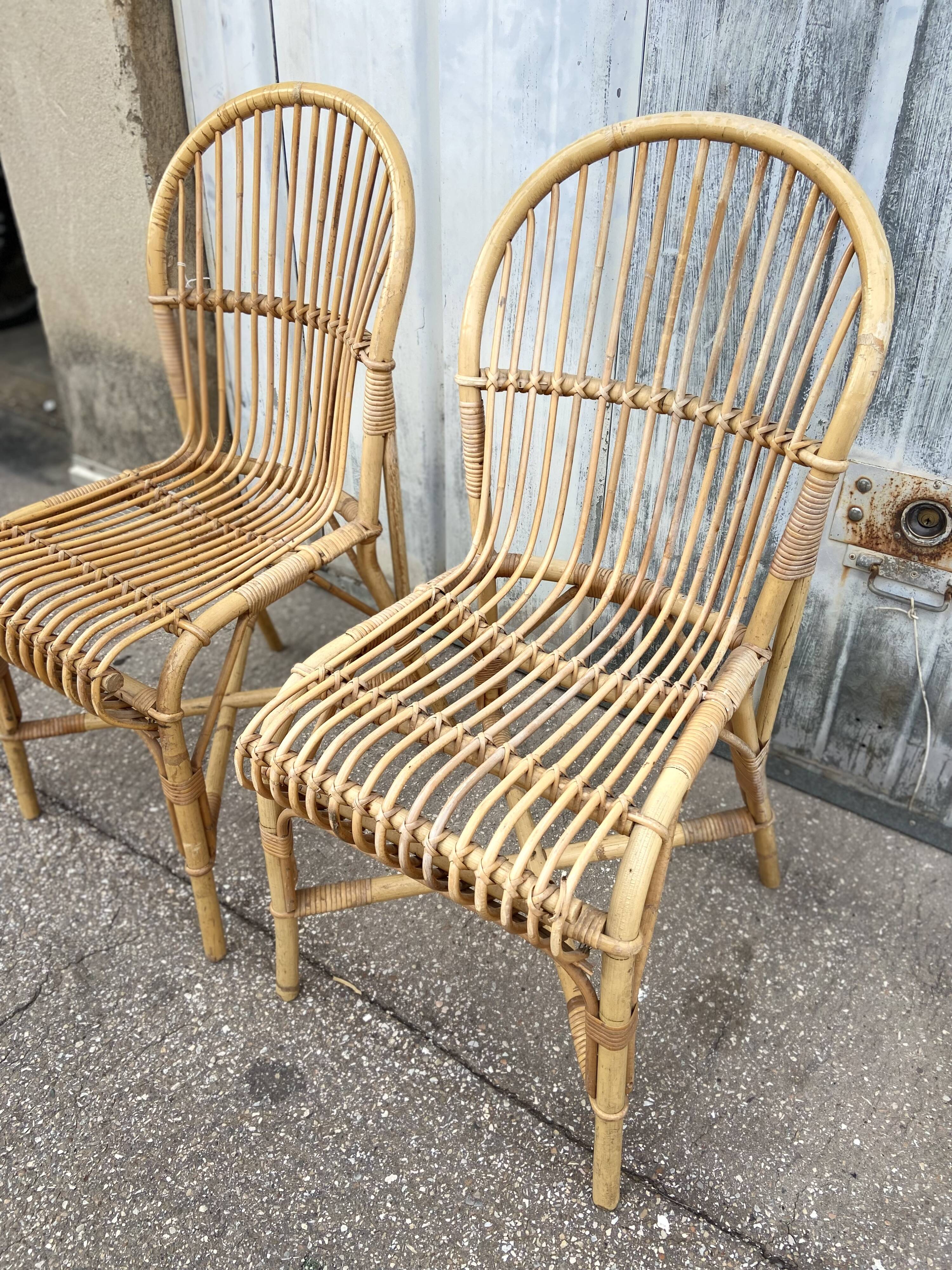 Pair of vintage rattan chairs