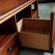 Louis Philippe style coffee table in cherry wood with large drawers.