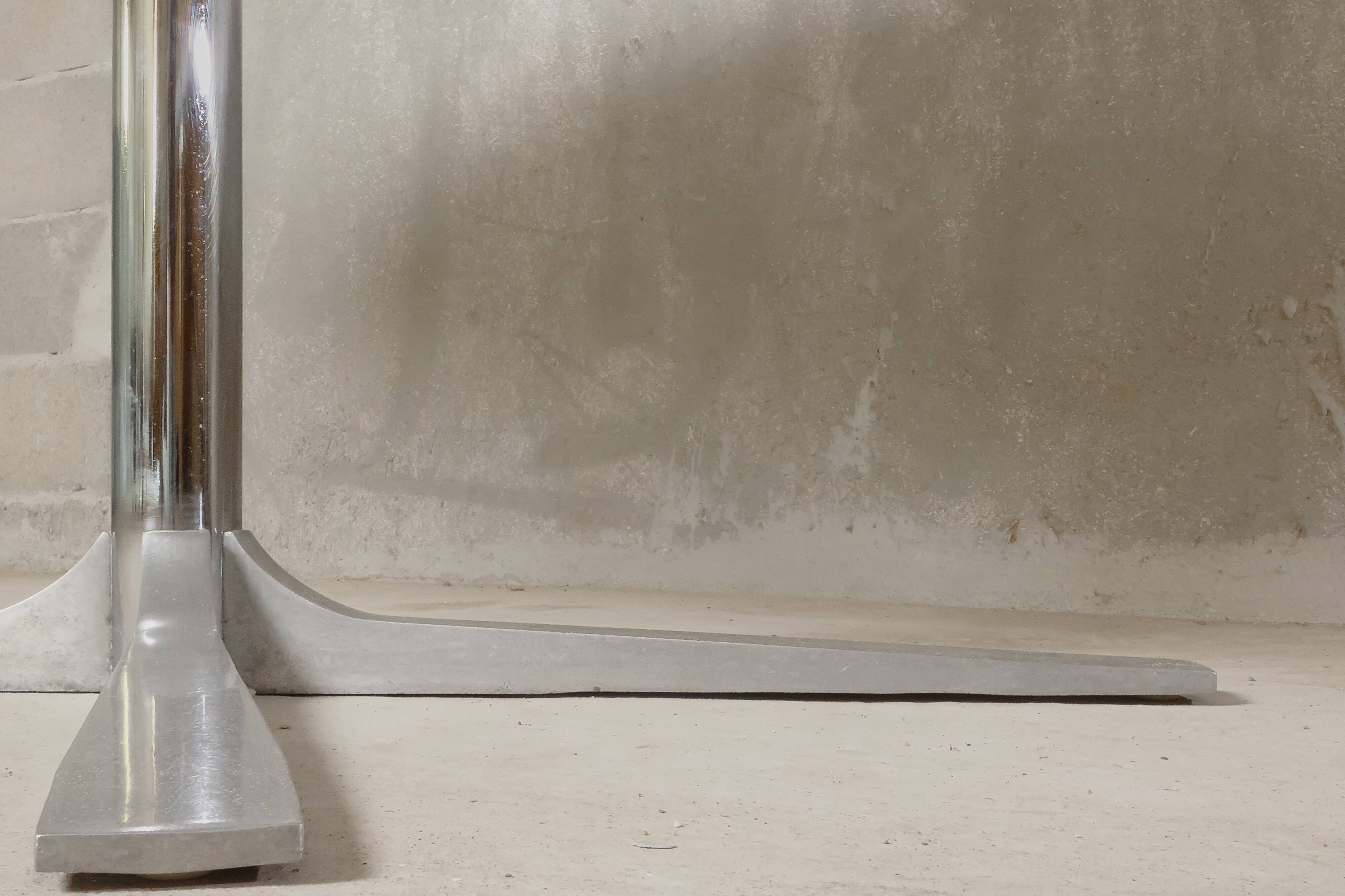 c. 1970 - Dining table in marble and chromed steel/cast aluminum - France