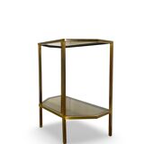 Table d'appoint italienne demi-hexagonale en laiton des années 1970.