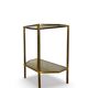 Table d'appoint italienne demi-hexagonale en laiton des années 1970.