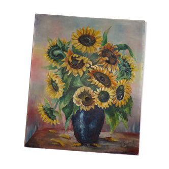 Oil on sunflower bouquet