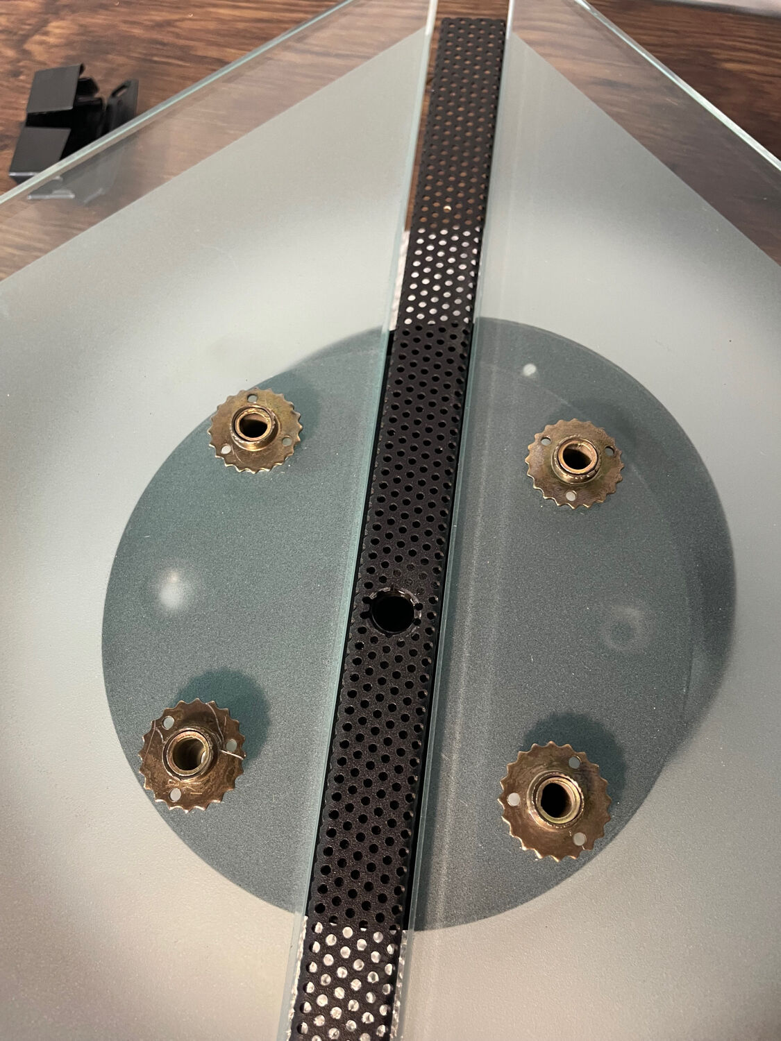 Pair of vintage design metal and glass wall lights