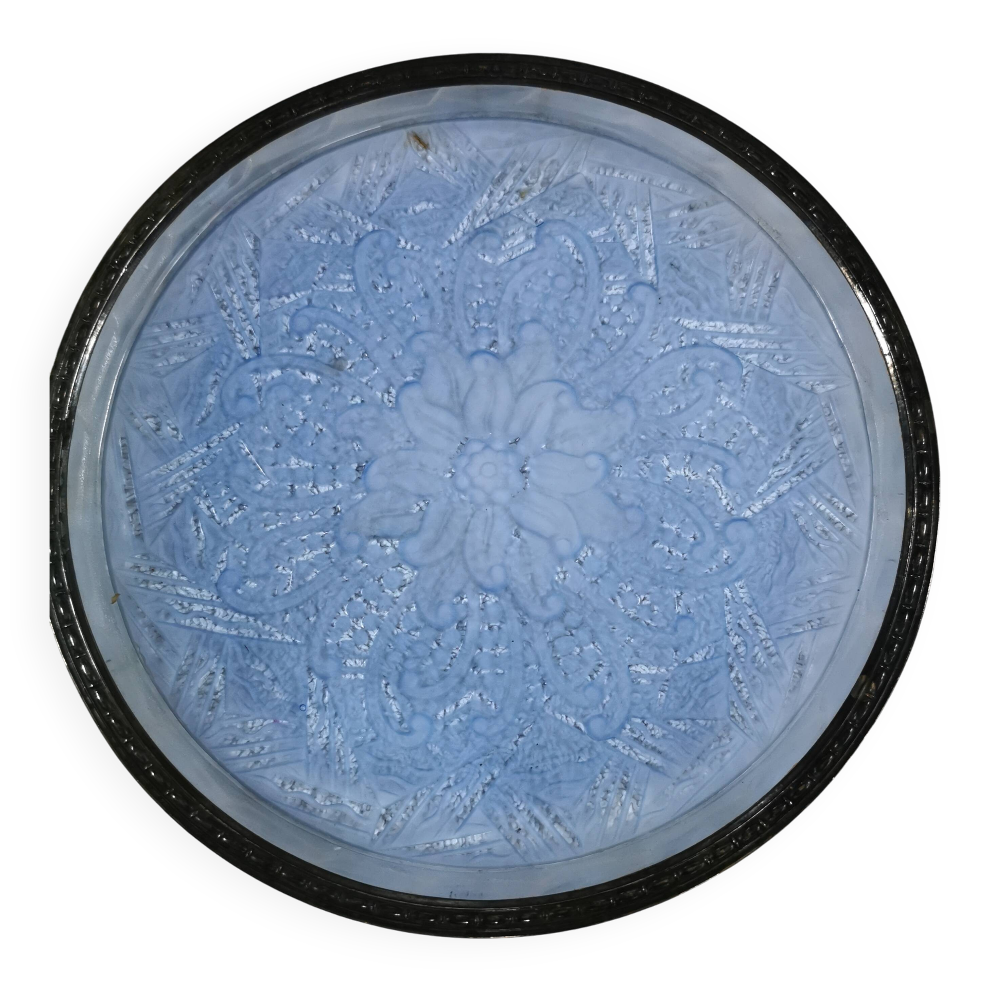 ART DECO blue glass tray, Minerve